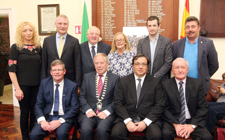 Attending the Civic Reception for Spanish Ambassador His Excellency José Maria Rodriquez-Coso (2nd from right front row) were
-	Cllr Hubert Keaney, Cathaoirleach Cllr Seamus McLoughlin, Deputy Tony McLoughlin#
Back row: Cllr Marie Casserly, Deputy Martin Kenny, Deputy Eamon Scanlon, Cllr Rosaleen O’Grady, Cllr Keith Henry, Cllr Thomas Healy